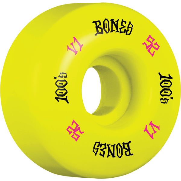 BONES OG V1 YELLOW SKATEBOARD WHEELS — 52mm 100a (SET OF 4)