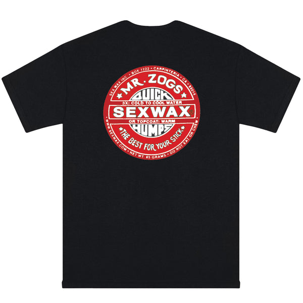 MR. ZOGS SEX WAX RED LOGO BLACK TEE SHIRT - surferswarehouse