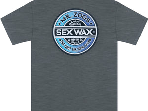 MR. ZOGS SEX WAX FADE BLUE LOGO GREY TEE SHIRT - surferswarehouse