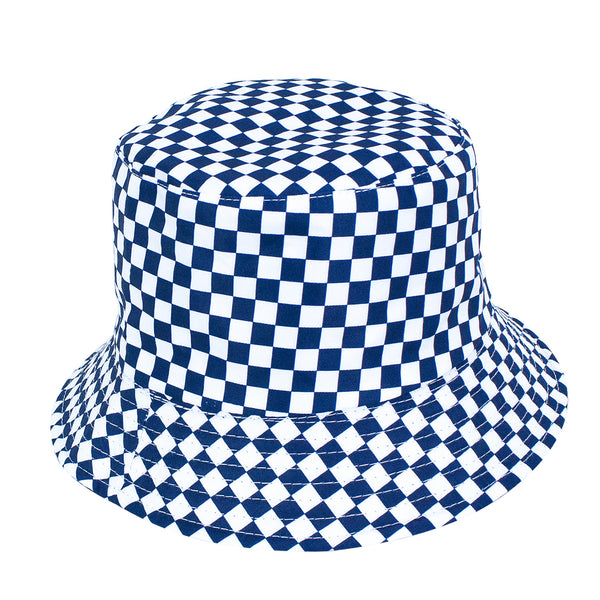 NAVY "CHECKERS" REVERSIBLE BUCKET HAT