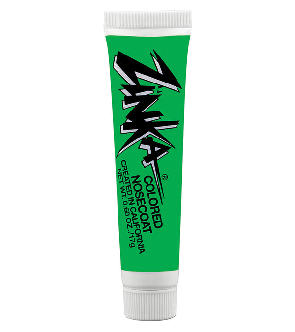 Green tube of Zinka colored nosecoat on a white background Zinka sunscreen Zinka Nose Coat Waterproof Sunblock 0.6oz Sunscreen surferswarehouse.myshopify.com