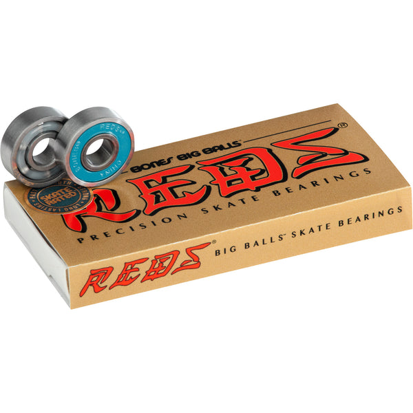Bones Bearings - 8mm Bones BIG BALLS REDS Skate Rated Skateboard Bearings (8) Pack skateboard hardware surferswarehouse.myshopify.com