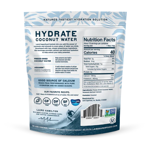 LAIRD SUPERFOOD HYDRATE COCONUT WATER 8OZ