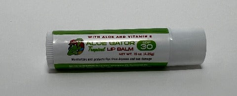 ALOE GATOR LIP BALM SPF 30 Moisturizes and the beach or any regular ol' day in between. Alprotects lips from dryness and sun damage - with a great taste! Great for surfing, a day at so the perfect stocking stuffer for the surfer in your life! PAee With Aloe & Vitamin BA Fre