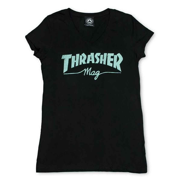 Thrasher Magazine MAG LOGO V-NECK Skateboard *GIRLS FIT* T Shirt BLACK Thrasher Magazine MAG LOGO V-NECK Skateboard *GIRLS FIT* T Shirt BLACK T-Shirt surferswarehouse.myshopify.com