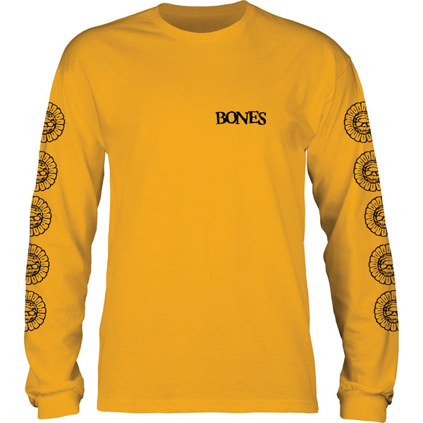 Bones Wheels Pushing Up Dasies Gold Men's Long Sleeve T-Shirt