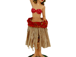 Hand painted dashboard hula girls with metal spring for girating hips, stickem anywhere (adhesive base).  Classic Hawaiian Dancing girl for your cars dashboard