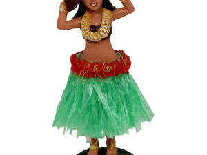 Hand painted dashboard hula girls with metal spring for girating hips, stickem anywhere (adhesive base).  Classic Hawaiian Dancing girl for your cars dashboard