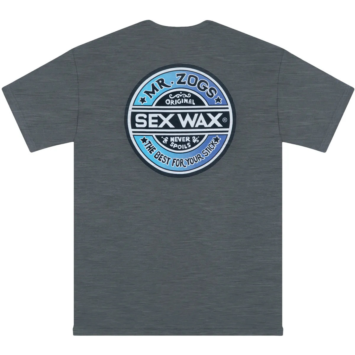 MR. ZOGS SEX WAX FADE BLUE LOGO GREY TEE SHIRT – surferswarehouse