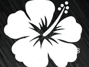 SILVER HIBISCUS FLOWER DECAL 3.5" X 4" - surferswarehouse SILVER HIBISCUS FLOWER DECAL 3.5" X 4" Decorative Stickers surferswarehouse.myshopify.com