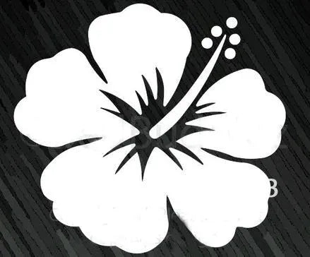SILVER HIBISCUS FLOWER DECAL 3.5" X 4" - surferswarehouse SILVER HIBISCUS FLOWER DECAL 3.5" X 4" Decorative Stickers surferswarehouse.myshopify.com