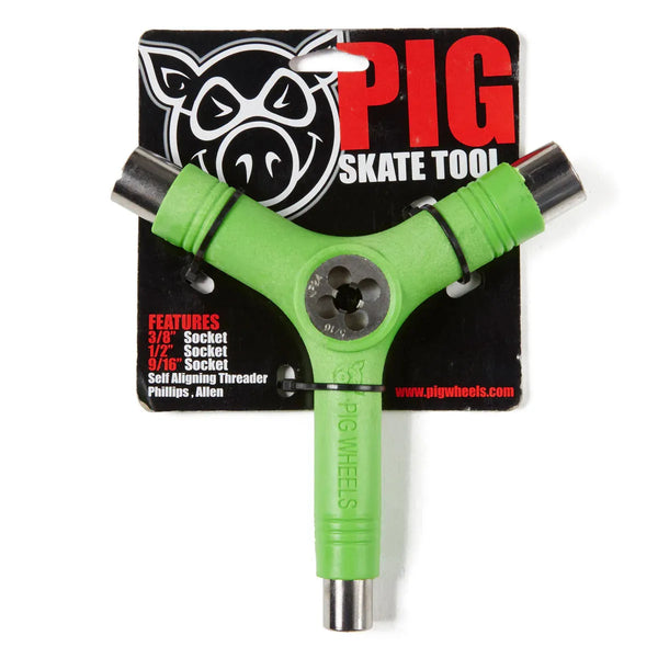 Lime Green Skate toll Pig PIG TRI-SOCKET THREADER SKATE TOOL product_type surferswarehouse.myshopify.com