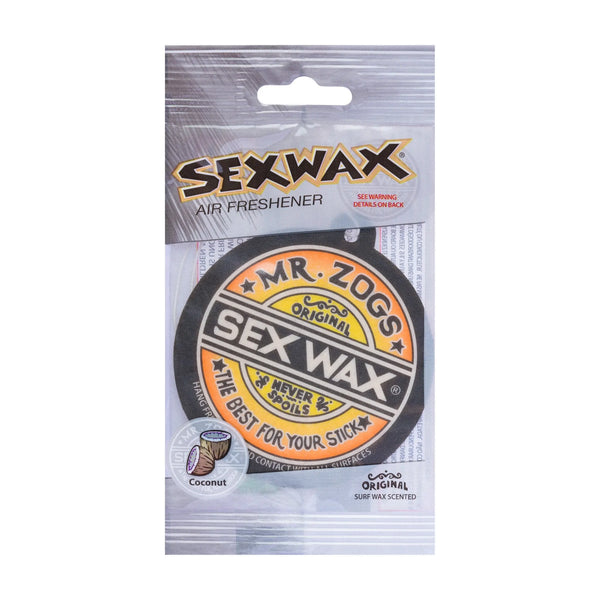 Bring the smell of Mr. Zog's Coconut Sexwax into your car, office or home with  Sexwax Air Fresheners. ZOGS SEX WAX AIR FRESHENER surfing accessories surferswarehouse.myshopify.com