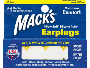 MACKS  Pillow Soft® Silicone Putty Ear Plugs for surfers  2 pair - surferswarehouse