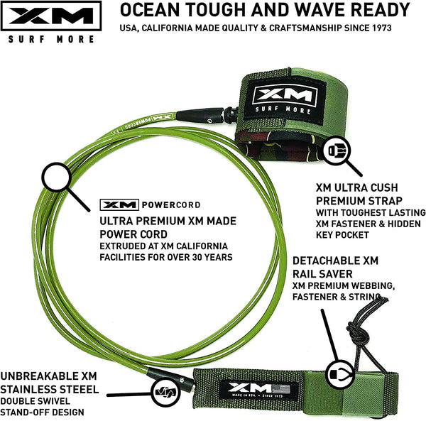 XM SURF MORE "REGULAR" SURFBOARD LEASH - surferswarehouse