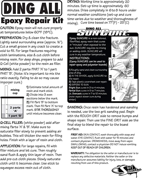 DING ALL SUPER EPOXY REPAIR KIT / 3 OUNCES - surferswarehouse