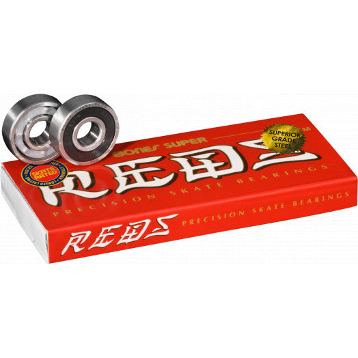 BONES SUPER REDS SKATEBOARD BEARINGS — 8 PACK