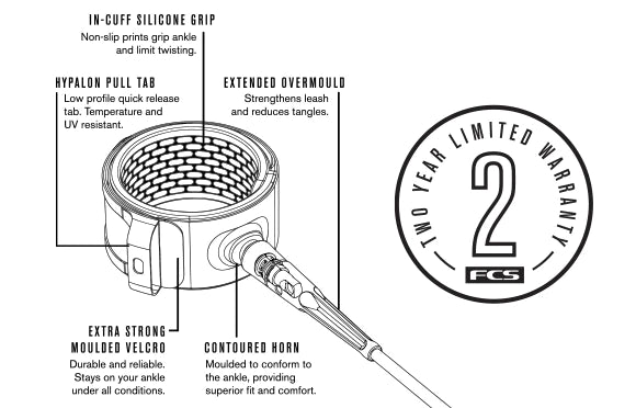 FCS ESSENTIAL SERIES "ALL ROUND" LEASH - surferswarehouse