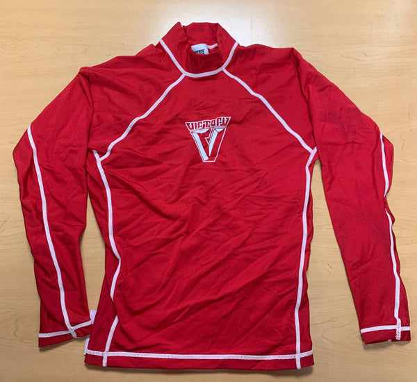 Victory Mens Small Long Sleeve Rashguard Red/ CLEARANCE - surferswarehouse