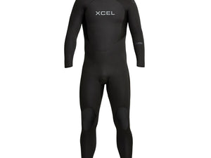 A black XCEL men's full wetsuit with a back zip design. XCEL Men's Axis Back Zip 3/2mm Full Wetsuit product_type surferswarehouse.myshopify.com