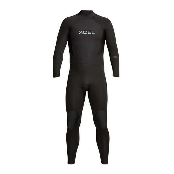 A black XCEL men's full wetsuit with a back zip design. XCEL Men's Axis Back Zip 3/2mm Full Wetsuit product_type surferswarehouse.myshopify.com