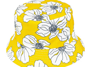 Bianca" Floral Reversible Bucket Hat - YELLOW Hats surferswarehouse.myshopify.com
