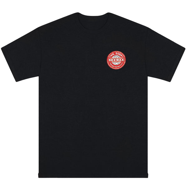 MR. ZOGS SEX WAX RED LOGO BLACK TEE SHIRT - surferswarehouse