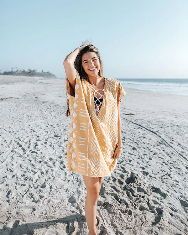Sand Cloud Adobe Mud cloth Cover Up yellow2
