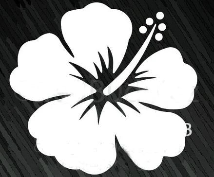 SILVER HIBISCUS FLOWER DECAL 3.5" X 4" - surferswarehouse