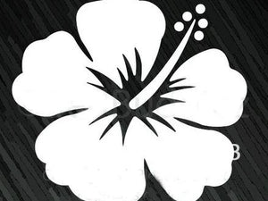 SILVER HIBISCUS FLOWER DECAL 3.5" X 4" - surferswarehouse SILVER HIBISCUS FLOWER DECAL 3.5" X 4" Decorative Stickers surferswarehouse.myshopify.com