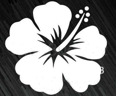 SILVER HIBISCUS FLOWER DECAL 3.5" X 4" - surferswarehouse SILVER HIBISCUS FLOWER DECAL 3.5" X 4" Decorative Stickers surferswarehouse.myshopify.com