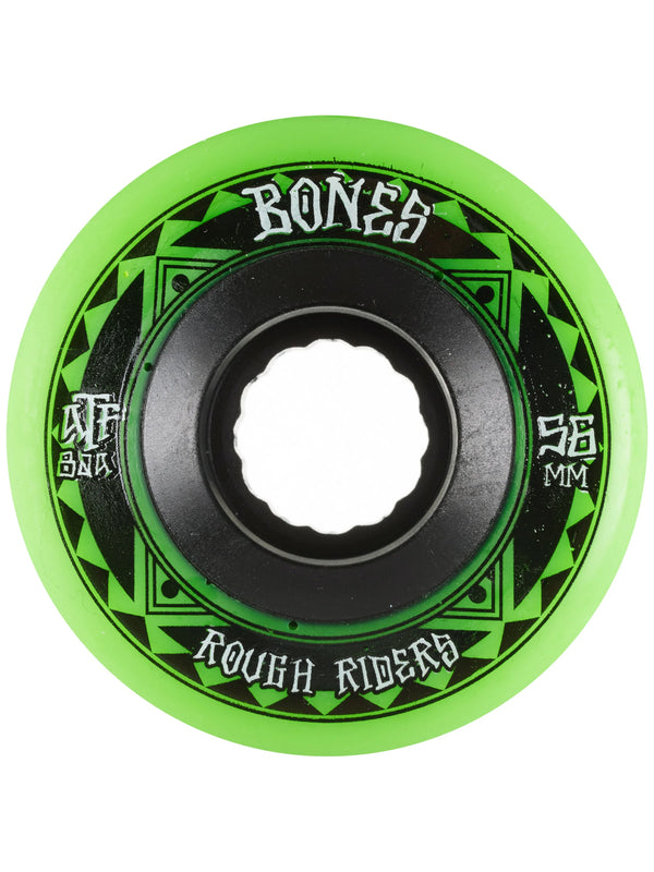 BONES ATF ROUGH RIDER WHEELS 56mm 80a GRN/BLK (SET OF 4)