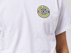 MR. ZOGS SEX WAX GREEN/YELLOW LOGO WHITE TEE SHIRT - surferswarehouse