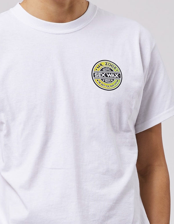 MR. ZOGS SEX WAX GREEN/YELLOW LOGO WHITE TEE SHIRT - surferswarehouse MR. ZOGS SEX WAX GREEN/YELLOW LOGO WHITE TEE SHIRT Shirts & Tops surferswarehouse.myshopify.com