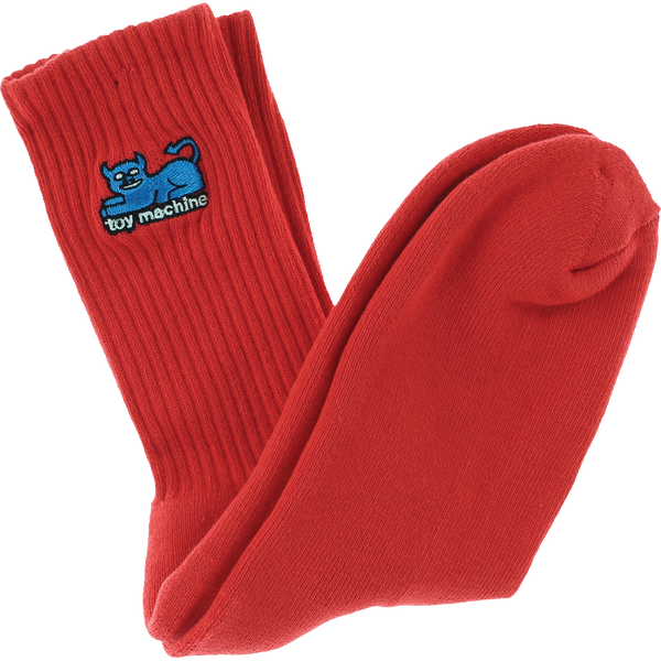 TOY MACHINE DEVIL CAT CREW SOCKS - RED